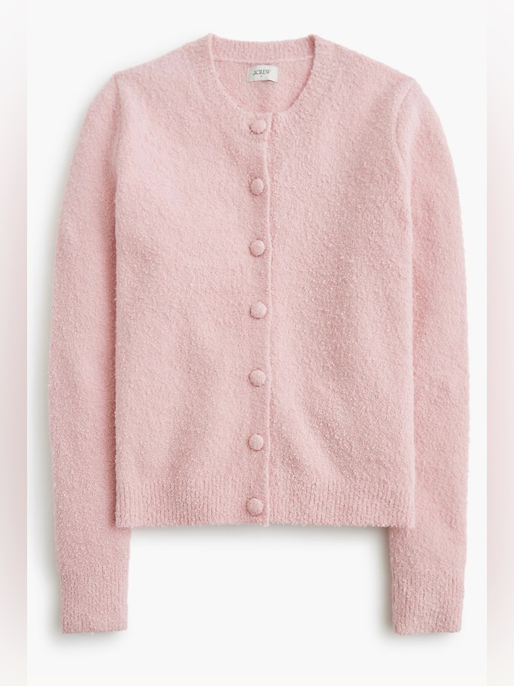 NEW J Crew Factory Cotton-blend bouclé cardigan sweater hthr light pink XS CP358